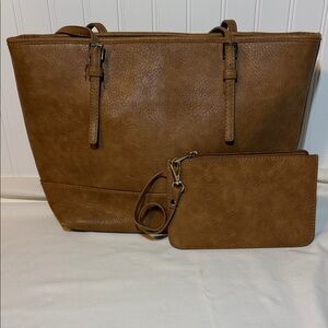Urban Expressions Brown Tote with Matching Pouch